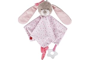 PomeloBaby Baby Comforters Blanket Stuffed Toy Soft Comforter with Teether Silicone, Newborn Gifts for Baby Girl Boy, Kids, and Toddlers