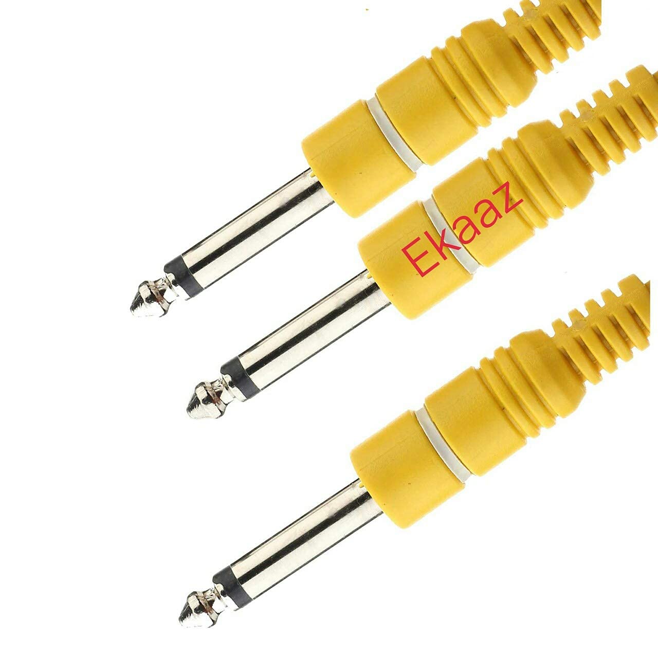 EKAAZ TS Stereo to Dual 1/4 Inch TRS Mono Insert Cable Y-Splitter, 6.35 mm P38 Male to Mono 6.35 mm P38 Male Audio Breakout Cable Patch Cord (Yellow)
