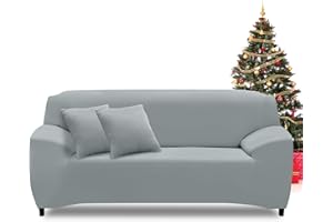 FIGOOO Fundas Sofa 2 Plazas Ajustable Funda para Sofá Elasticas Cubre Fundas de Sofá con Reposabrazos Extraíble Lavable Antimanchas Protector Sofa de Muebles,Gris Humo