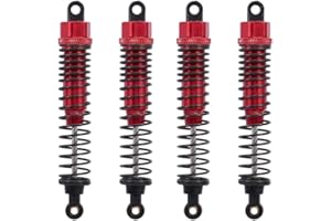 Hensych 4 Pack Adjustable Oil 60mm 85mm 100mm Front and Rear Metal Shock Absorber Damper for 1/10 RC Car Truck Parts Crawler Type Axial SCX10 TRX4 D90 (Red, 100mm)