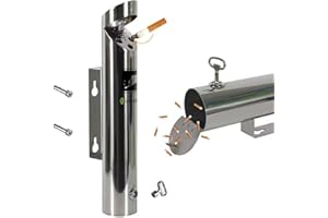 LIUWEIBIN Cenicero de pared con cerradura,Columna de cenicero de pared de acero inoxidable 304,Cenicero exterior de acero inoxidable con tornillo y llave,para centros comerciales, vestíbulos de