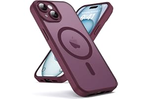 Oududianzi - Cover per iPhone 15 Compatibile con MagSafe, Custodia Traslucida Posteriore PC Silicone TPU Bumper, Protezione Della Fotocamera, Cover Militare Antiurto Anti-Impronte - Bordeaux