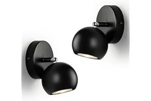 FORCOSO 2 x Black Ceiling Spotlight, GU10 Ceiling Light Rotatable, Modern Industrial LED Ceiling Wall Spotlight Indoor in Globe for Kitchen Bedroom Living Room Office Hallway - Bulb Not Included