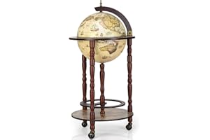 ‎GOPLUS GOPLUS Globus Bar Barwagen, Globusbar Weltkugel, Minibar Globus, Weltkugel bar Globus,Weinregal, Hausbar, Flaschenregal, Dekobar, Cocktailbarmit Rollen, 88 x 45 cm, Farbwahl (Beige)