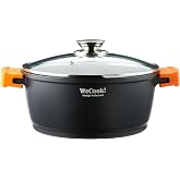 WECOOK Ecochef Titanium Casserole High Induction Glass Lid 16 cm, 5 Layers Non-Stick Quantanium without PFOA, Cast Aluminium