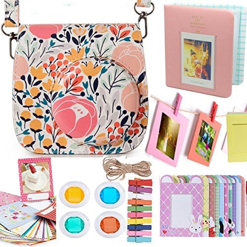 6 in 1 instax Mini 8 Instant Film Camera Accessories Bundles TaiYaun ( Instax Mini 8 8+ 9 Film Case/ Mini Album/ 4 colors Close-Up Lens/Rabbit Wall Hang Frames/Color Wall Hang Frames/ Film Stickers) (forest-pink)