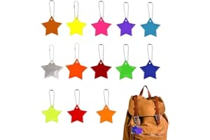 PUBIAO Pack of 13 Reflectors Pendants PVC Star Children Night Reflectors Key Fob Safety Reflector Pendant for School Bag, Backpack, Bicycle Accessories, Walking, Running, Jogging
