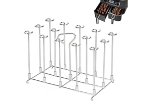 I-MOGOO Stojak na szpikulec ze stali nierdzewnej, stojak na szaszłyki, kebab, akcesoria do frytkownicy powietrznej, grill do Ninja Foodi AF300UK, AF400UK, Instant Vortex, Tower T17088, dwustrefowe frytkownice