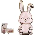 COTTNY Foldable Bunny Phone Bracket, Easter Bunny Phone Holder, Portable Cute Rabbit Universal Phone Stand with Pull Rod & Folding Design for Enjoy the Drama Time with Unrestricted Posture