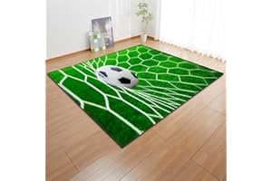 PEIHUODAN Tappeto Soggiorno Gioco Ragazzo Adolescente Camera da Letto Tappeto Antiscivolo Verde Campo da Calcio Gioco Graffiti Camera dei Bambini Decorazione Tappeti Lavabile (Verde,120 x 160 cm)