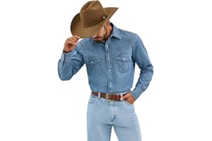 ALL TERRAIN GEAR BY WRANGLER Wrangler Koszula Mężczyźni Koszula robocza z długim rękawem kowbojski krój zachodni z długim rękawem zatrzaskowe sprane (1 w zestawie)