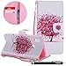 Produktbild HUDDU Loveship Baum Rosa Tasche Leder Schutzhülle für Huawei P20 Lite Hülle Flip Handyhülle Slim Wallet Case Cover Ultra Dünn Ledertasche im Bookstyle mit Kartenfach Magnetverschluss Stand Wrist Strap Notebook Brieftasche Etui Handytaschen für Huawei P20 Lite Klapphülle Mädchen Kinder Niedlich