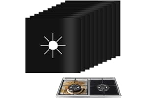 Lanjue 10 Pieces Gas Hob Protectors, Non-Stick Stove Cover Reusable Burner Protector Heat Resistant Stovetop Sheets Easy Clean Gas Hob Covers€‹ for Gas Cookers Black