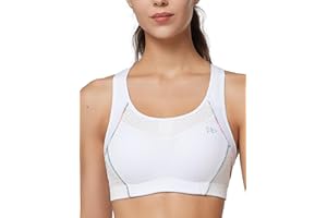 Yvette Damen Sport BH Starker Halt Große Brüste Bra Ringerrücken Bügellos Gepolstert Bustier für Fitness Joggen Yoga, Weiß, 2XL Große Größen