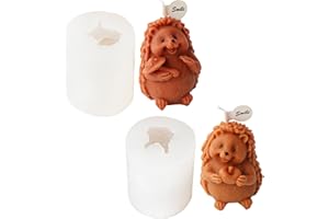 JS MOLD Lot de 2 Moules à Bougie en Silicone en Forme de Hérisson - Moule en Résine 3D pour Fabrication de Bougies et Savons