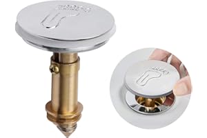 KEWEIDING Pop Up Click Clack Plug Pop-up Stopper, Push Sink Drain for Bathroom Freestanding Massage Bathtub, Jacuzzi, Solid Brass Chrome Plating, 43mm