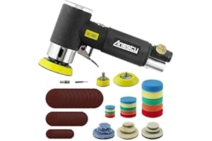 Mini ponceuse excentrique à air comprimé, Anesty Mini ponceuse orbitale 25mm/50 mm/ 75mm Air Sander 1"/ 2" / 3" Petit Ponceuse Pneumatique Orbitale