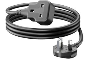 LIPWEL 1 Meter Short Extension Lead Single Plug Socket Power Cable 13 Amp Extension Cord Electrical Socket Black