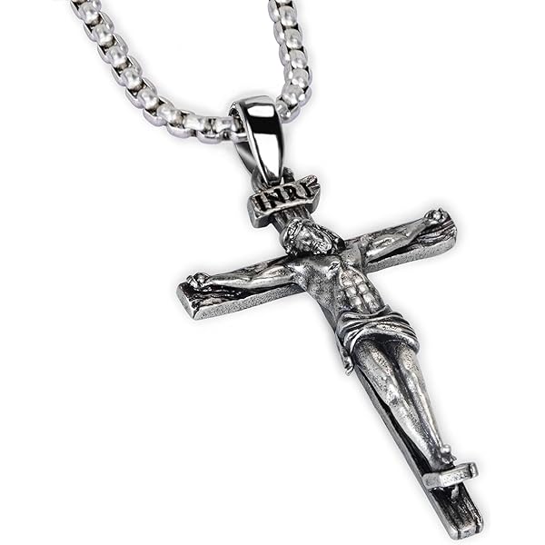 MILACOLATO Solid 925 Sterling Silver Cross Necklace For Men Women With 5mm Stainless Steel Diamond Cut Figaro Link Chain Polished Beveled Edge 26 Inch Cross Pendant Necklace With Gift Box - View #5