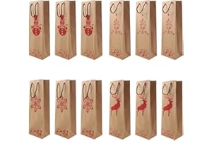 FRGASGDS Geschenktüten Flaschentüten Weintüten Weintasche Geschenktüten Weihnachten Wein Taschen Geschenktaschen für Weinflaschen Wein Sekt oder Champagner Flaschen Schwarz (4 Stile)