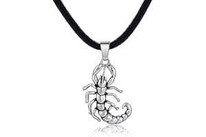 DonDon Collana da uomo in pelle da 50 cm e ciondolo scorpione in acciaio inox confezionato in un sacchetto di velluto nero