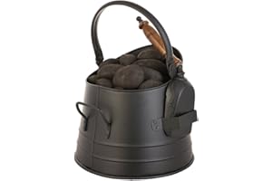 Dibor Black Coal Scuttle Bucket Indoor Fireside Fuel Store with Shovel
