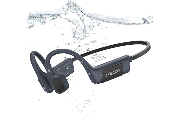 IFECCO Casque Conduction Osseuse Natation, IP68 Ecouteur Piscine pour Nager Bluetooth 5.4 Oreille Ouverte avec Micro, Lecteur MP3 32 Go de Mémoire pour Natation, Course à Pied, Cyclisme