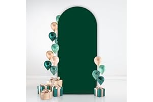 AIBIIN 2.6x6ft Green Color Arch Shape Backdrop Round Top Backdrop Arch Frame Cover 2-Sided Fit Background Stand for Wedding Ceremony Birthday Party Baby Shower Banquet Decoration