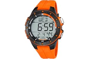 Calypso Zegarek cyfrowy unisex z cyfrowym wyświetlaczem LCD i pomarańczowym plastikowym paskiem K5607/1, LCD/pomarańczowy, Bransoletka