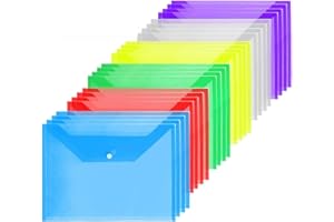 GOODTOU A4 Plastic Wallets Folders - A4 Document Folder Wallet Popper Wallets with Button(24Pcs)