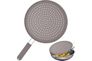 ggtuyt Splatter Screens Frying Pan Splatter Guard, 11.81 Inch Silicone Grease Splatter Guard with Scald-Proof Handle, Pan Cover for Cooking to Stop Hot Oil Splatter