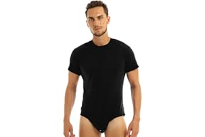 Manyakai Herren Body Overall Kurzarm Bodysuit Männer Leotard Baumwolle Hemdbody T-Shirt Stretch Unterhemd Poloshirt Unterwäsche