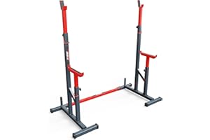 K-Sport: Estante reforzado para pesas con protección I estante para sentadillas para entrenamiento con barra I estante para pesas con protección ajustable I soporte para flexión de rodilla