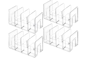 Ygapuzi 4 confezioni di raccoglitore di file in acrilico, organizzatore da scrivania a 4 grandi slot, organizzatore di cartelle da tavolo, scaffale di stoccaggio da ufficio per libri (Trasparente)