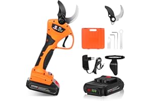 Soojook Akku Astschere 40mm mit Progressiver Schnitt, Professionelle Elektrische Gartenschere 2PCS 21V 2A Wiederaufladbare Lithium-Batterien