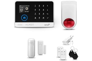 HUXGO® HXA003 Kit Alarma casa WiFi + gsm con Sirena inalámbrico| Alarma hogar Kit con 1x sensores PIR de Movimiento, 1x Sensor de Puerta/Ventana | Control Desde el teléfono