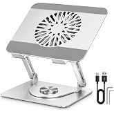 McStorey Premium Al&uuml;minyum Laptop Standı, &Ccedil;ıkarılabilir Manyetik Harici Fanlı, 360&deg; D&ouml;ner Ayarlanabilir Ergonomik Notebook ve
