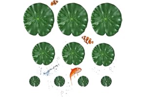GZGXKJ 10 Pcs 3 Size Green Artificial Floating Foam Pond Floating Lotus Water Lily Pads Ornaments for Pond Pool Aquarium Water Decoration(17cm,15cm,10cm)