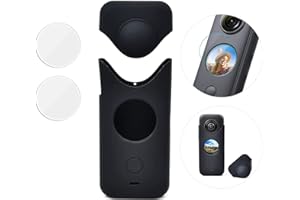 O'woda Custodia Protettiva in Silicone per Insta360 ONE X2 + HD Pellicola Temperata per Scherm Protezione per Insta360 ONE X2 Accessori di Protezione Fotocamera, Nero