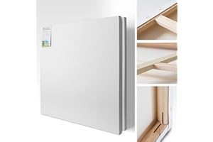 M MERCEO 2er-Set Künstler-Leinwand XXL zum Bemalen 100x100cm groß. Die leere, weiße Leinwand aus 100% Baumwolle ist umlaufend gespannt auf FSC® Holz-Keilrahmen mit 37mm Stärke, 380g/m², 2-fach weiß grundiert