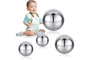 Shappy Sensory Reflective Balls Stainless Steel Gazing Mirror Balls for Christmas Color Image Reflection Bedroom Ornaments
