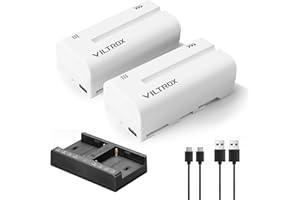 ‎VILTROX VILTROX Akumulator NP-F550 akumulator zastępczy 2 sztuki baterii i Smart LED Dual USB-C ładowarka do Sony NP-F970 F960 F950 F770 F750 F570 F550 kompatybilna z Godox VILTROX Neewer