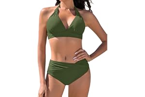 Vijamiy Traje de Baño para Mujer Bikinis Push Up Bañadores Dos Piezas Conjunto Top de Bikini con Cuello Halter