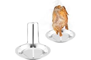 Graplan 2 Stücke Hähnchenhalter Hähnchenbraten aus Edelstahl Huhn Röster Rack Bier kann klappbar Antihaft Vertikal Huhn Halter für Backofen oder Grill Grill Zubehör Hähnchenbräter