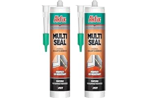 WLX Akfix Multi Seal - Sigillante polimerico ibrido multiuso per finestre, porte e grondaie, colla forte su metallo, legno, ceramica, PVC, vetro, cemento, colla industriale e sigillanti. Bianco 2 x 290 ml
