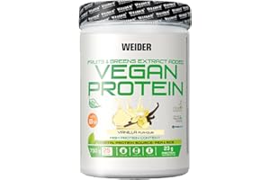 Weider Vegan Protein, Sabor, Proteína 100% Vegetal de Guisantes (Pisane) y Arroz, Sin Gluten, Sin Lactosa, Sin Aceite de Palma, Blanco Vainilla, 750 Gramos