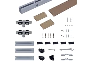 HOMCOM 6.5FT/2000mm Modern Sliding Barn Door Closet Hardware Track Kit Aluminium Track System Unit for Single Wooden Door