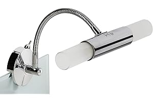 ‎BRILONER Trango 2162-028B Modern 2-flammig LED Spiegelleuchte *FLEXI* Spiegel Clip-Leuchte mit schwenkbar Flexarm in Chrom inkl. 2x G9 LED Leuchtmittel - 2x satiniertes Glas & ON/OFF Schalter – Spiegellampe
