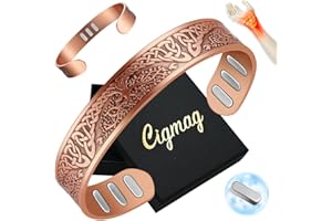 Cigmag Copper Bracelet for Men, with Powerful 9X 5000 Gauss Magnets, Adjustable Solid Pure Copper (Enhanced Tree of Life)