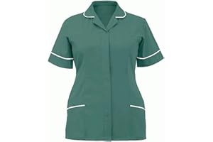 OUMSHBI Medical Scrub Tops for Women UK Protective Nurses Women's Lapel V Neck Carer Clothing Clinic Tops Tunic Women's Blouse Lightweight Medical Uniform Comfortable Work Wear Scrub Tops for Women